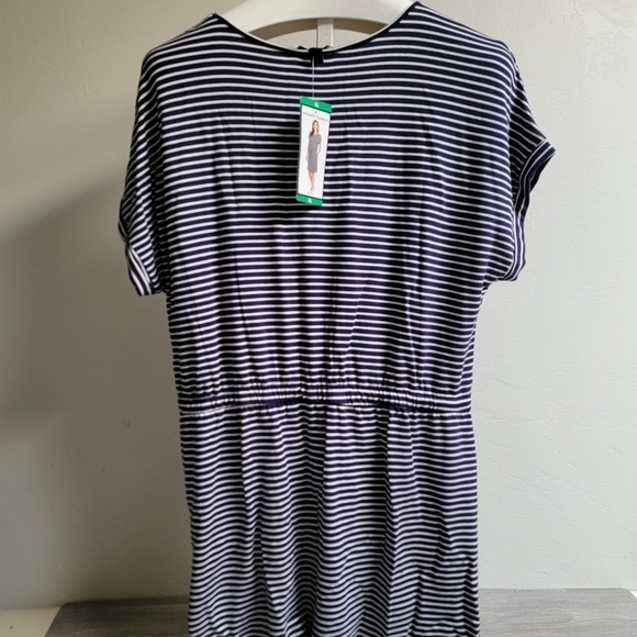 Hillary Radley Blue‎ White Stripped Dress XL Front Pockets Adjustable Waist - Picture 3 of 13